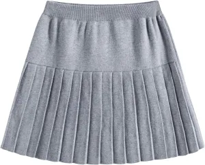 Hgvcfcv Womens Elastic Waist Skirts Knited Skirt Ladies Womens High Waist Harajuku Mini Pleated Skirt