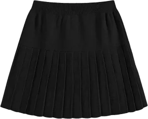 Hgvcfcv Womens Elastic Waist Skirts Knited Skirt Ladies Womens High Waist Harajuku Mini Pleated Skirt