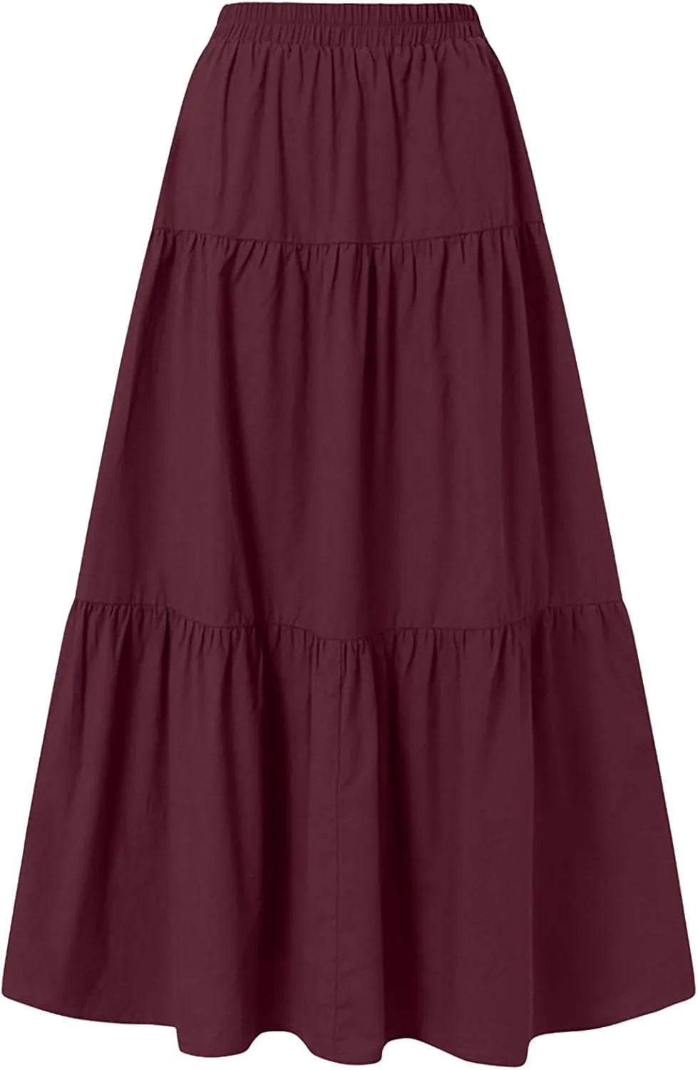 High Waisted Skirts for Women,Spring Summer Ruffled Casual Long Skirt Plain Retro Pleated Skirt Casual Flowy Skirts