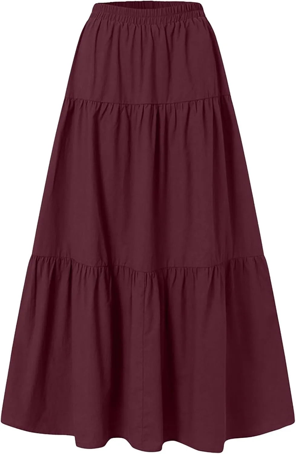 High Waisted Skirts for Women,Spring Summer Ruffled Casual Long Skirt Plain Retro Pleated Skirt Casual Flowy Skirts
