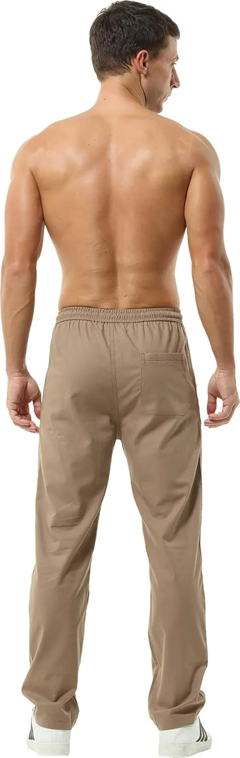 Hoerev Men Casual Beach Trousers Linen Summer Pants