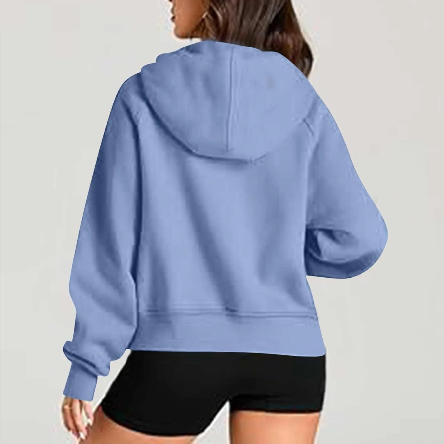 Hoodies for Teen Girls Half Zip Crop Sweatshirt Drawstring Pullover Going Out Cute Fashion Dating Shirts Thumb Hole