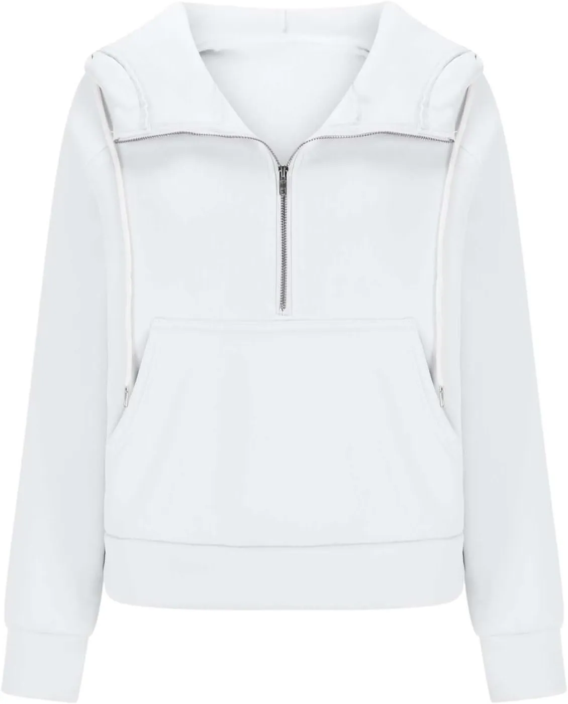 Hoodies for Teen Girls Half Zip Crop Sweatshirt Drawstring Pullover Going Out Cute Fashion Dating Shirts Thumb Hole