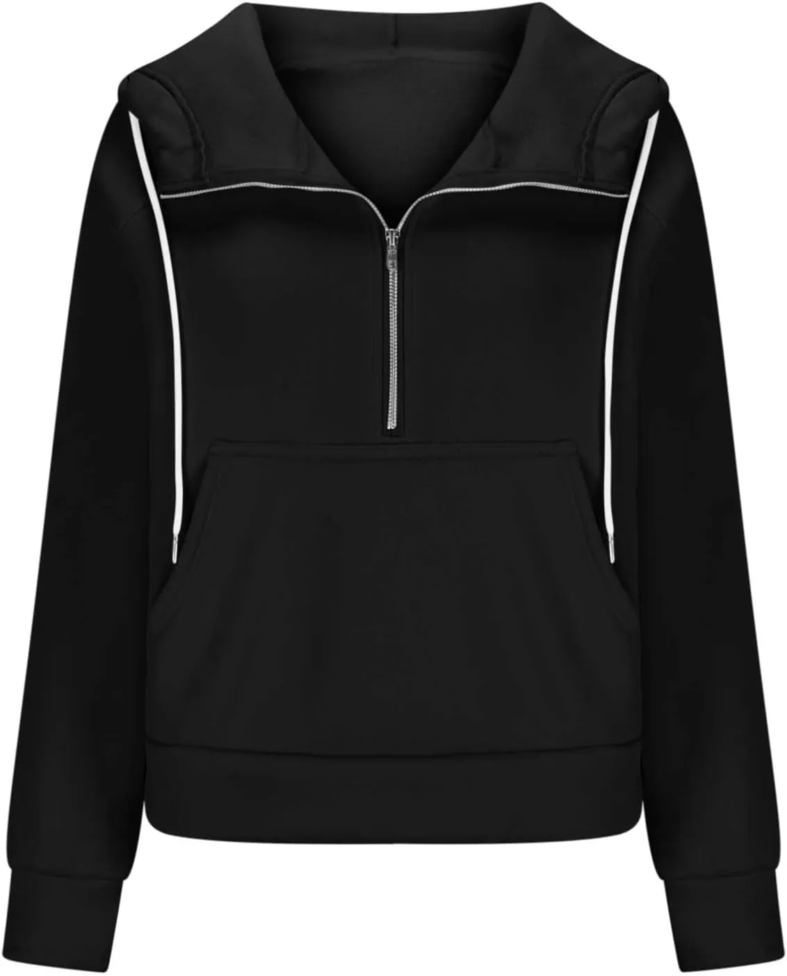 Hoodies for Teen Girls Half Zip Crop Sweatshirt Drawstring Pullover Going Out Cute Fashion Dating Shirts Thumb Hole