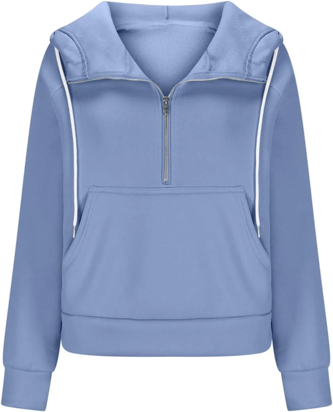 Hoodies for Teen Girls Half Zip Crop Sweatshirt Drawstring Pullover Going Out Cute Fashion Dating Shirts Thumb Hole