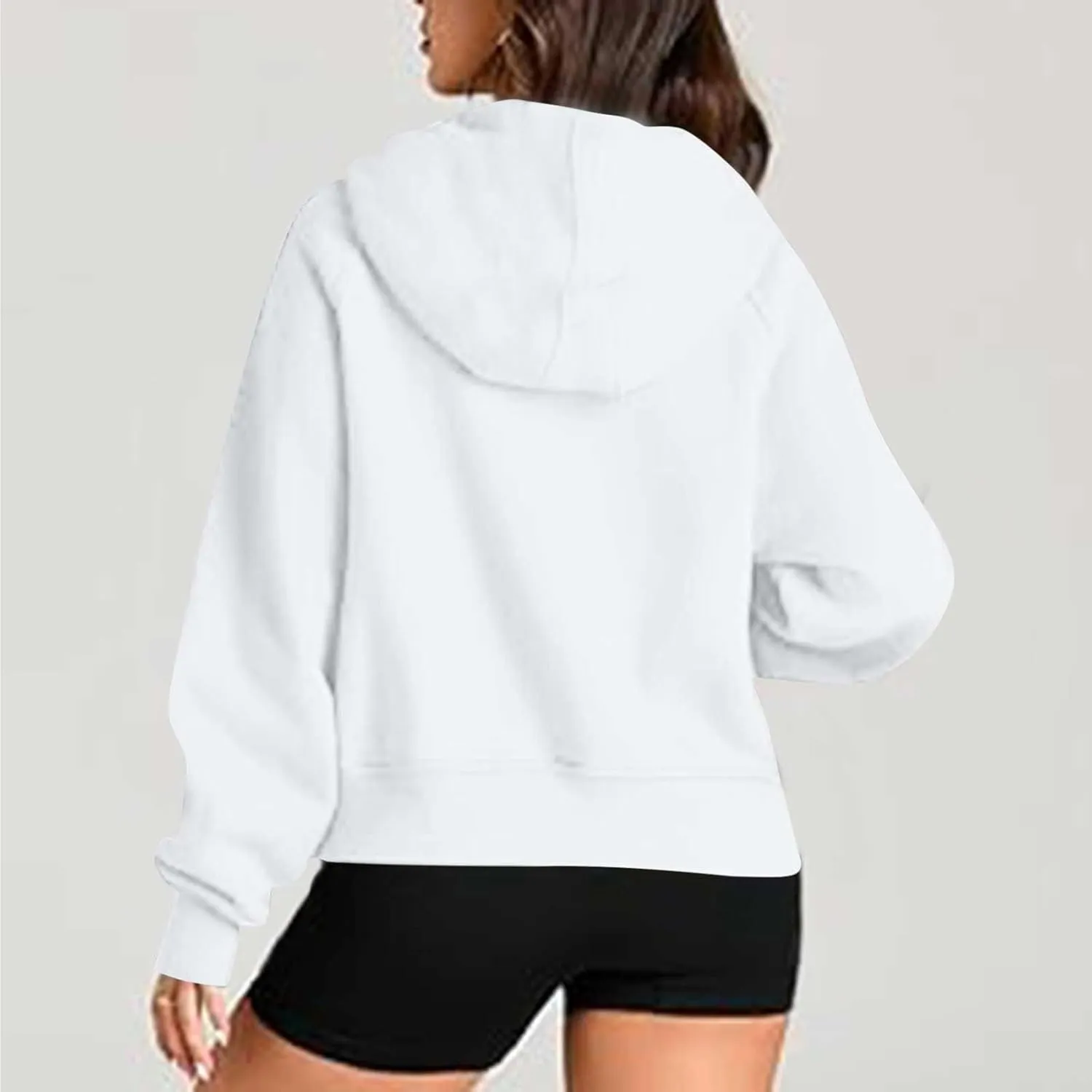 Hoodies for Teen Girls Half Zip Crop Sweatshirt Drawstring Pullover Going Out Cute Fashion Dating Shirts Thumb Hole