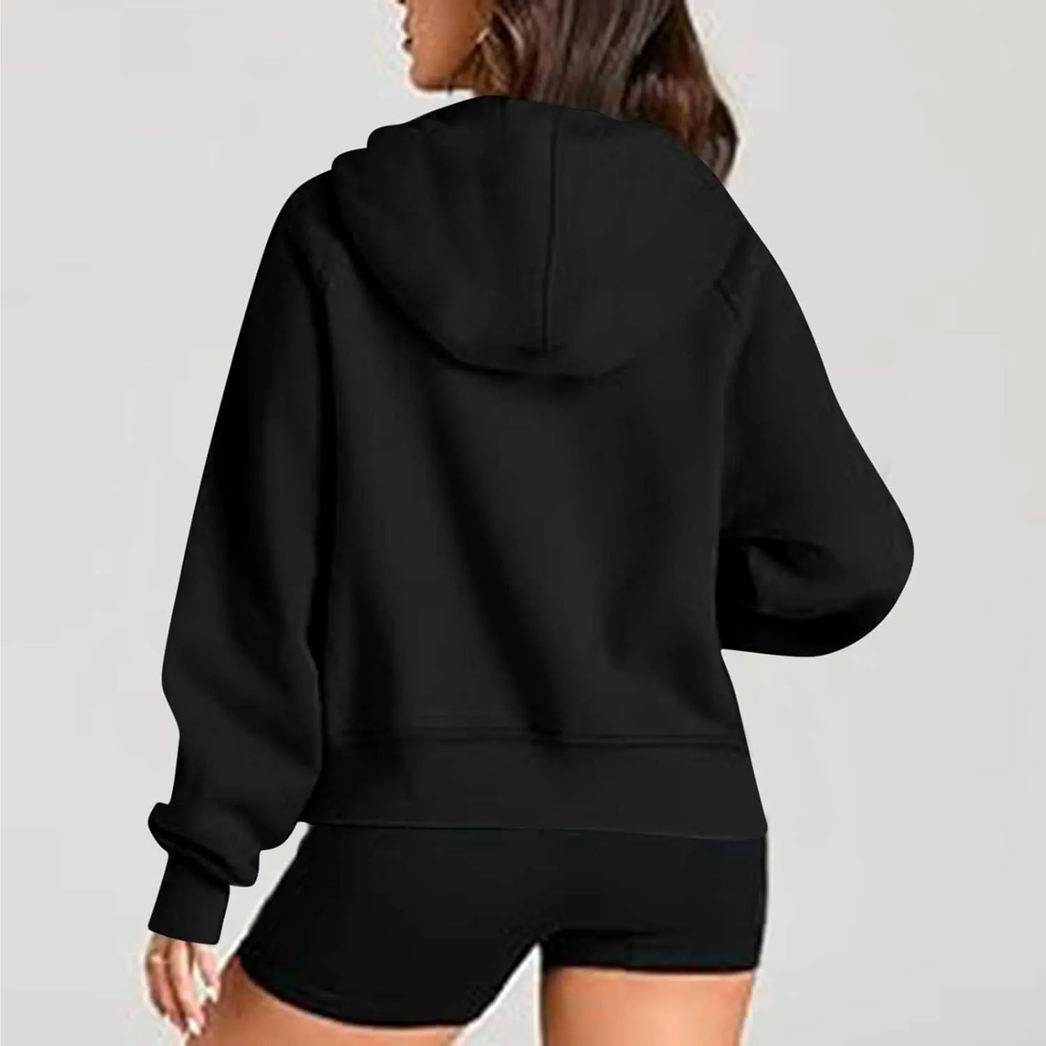 Hoodies for Teen Girls Half Zip Crop Sweatshirt Drawstring Pullover Going Out Cute Fashion Dating Shirts Thumb Hole