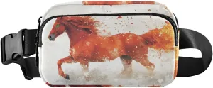 Horse with Flame Fanny Pack Water Resistant Waist Pack Sling Bag Purse for Women Men Travel Hiking