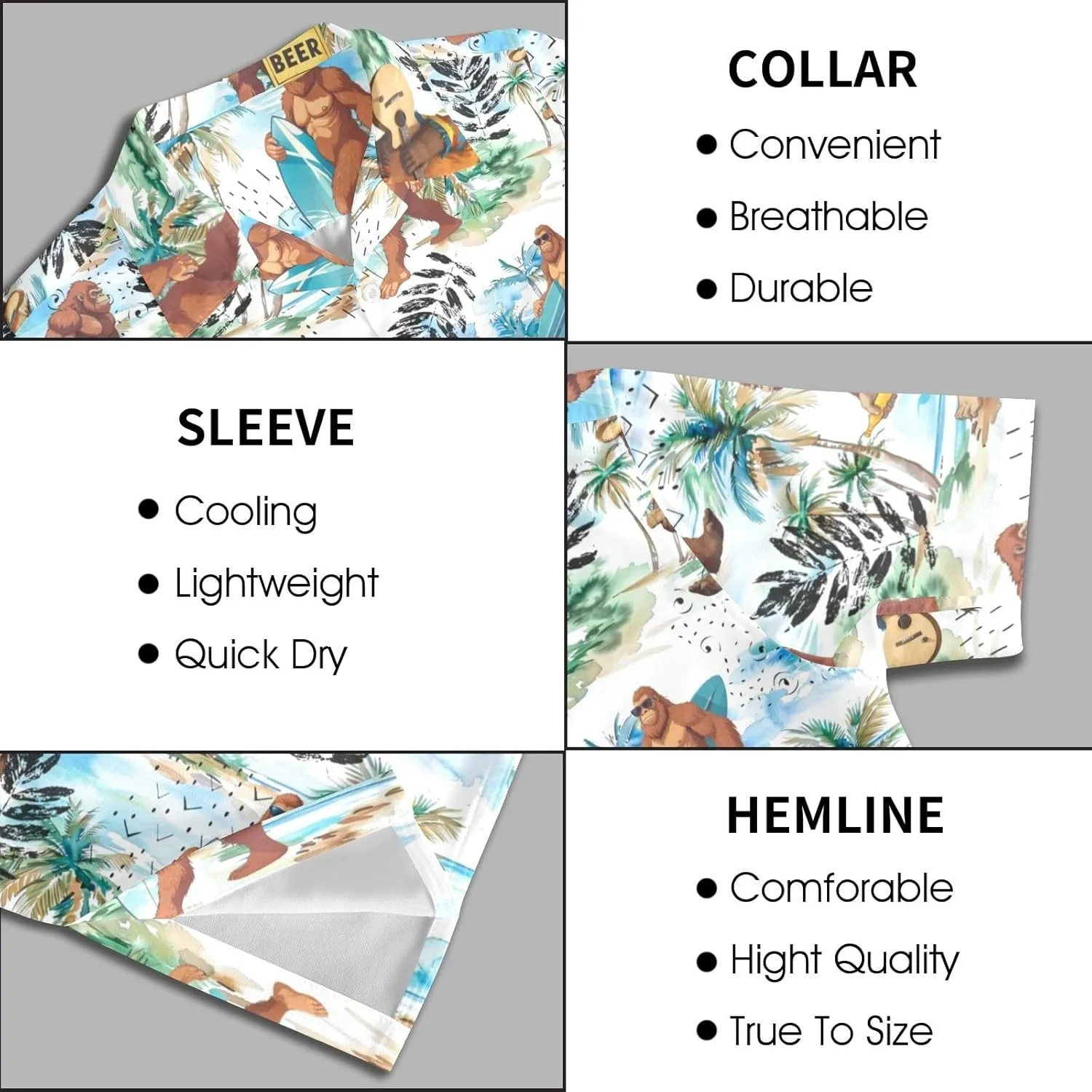 HUGLAZY Bigfoot Hawaiian Shirt for Men Bigfoot Christmas Shirts Button Down Short Sleeve Funny Party Outfit