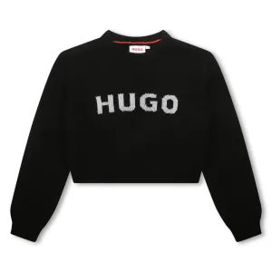 Hugo Kids Girls Cropped Sweater - Black
