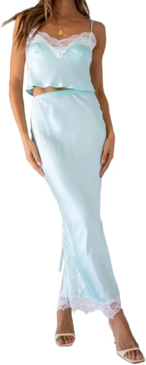 HYxwrjoker Women 2Pcs Long Skirt Set Y2k Strapless Tube Top Bodycon Maxi Dress Summer Beach Cover Up Going Out Outfits