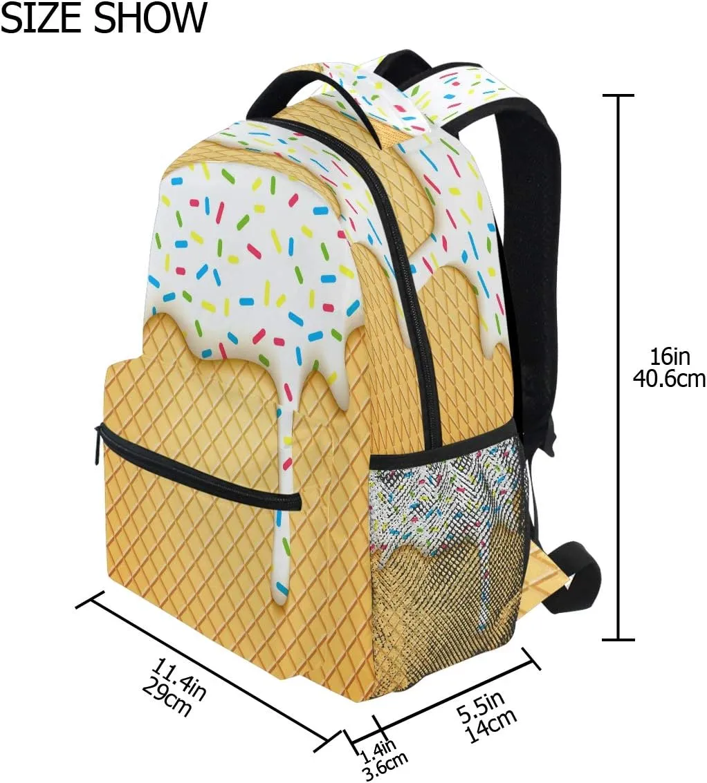 Ice Cream Cone Backpack Bookbags Laptop Backpack for Boys Girls Teens, College Backpack Water Resistant Travel Bookbag