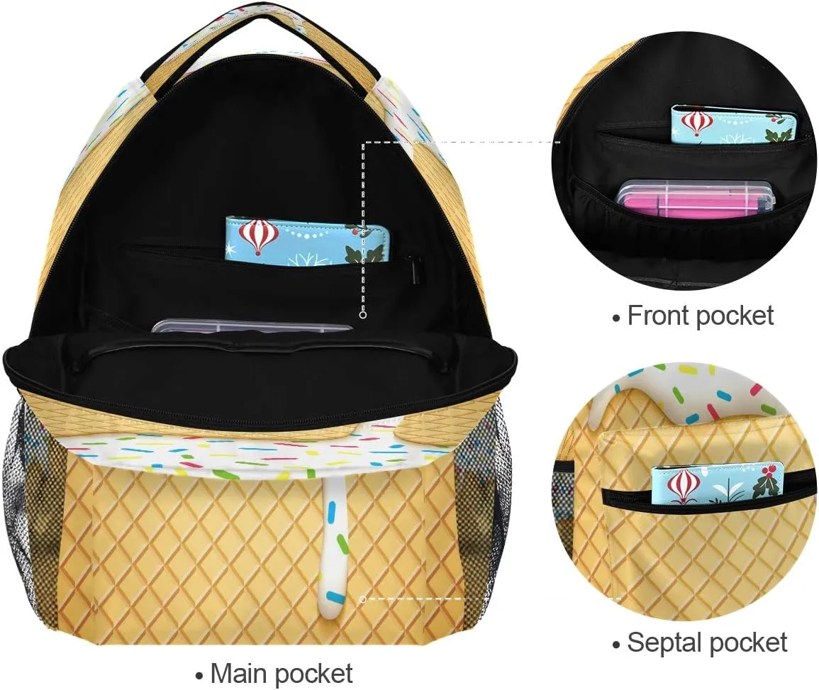Ice Cream Cone Backpack Bookbags Laptop Backpack for Boys Girls Teens, College Backpack Water Resistant Travel Bookbag