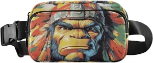 Indian Chief Gorilla Fanny Pack Water Resistant, Women Men Waist Pack Sling Bag Purse for Travel Hiking