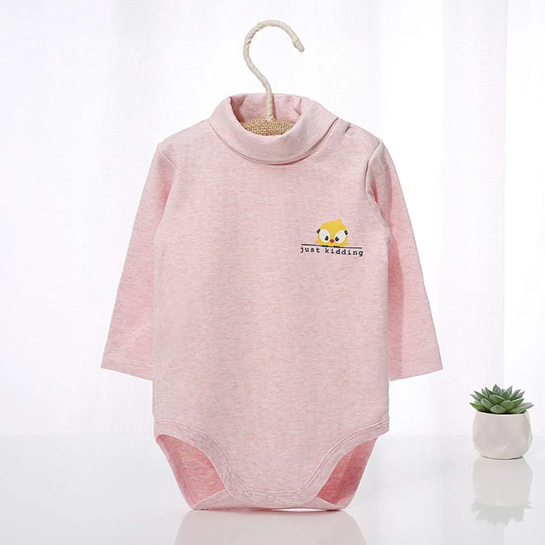 Infant Baby Boys Girls Long Sleeves Thermal Onesies Turtle-Neck Baby Bodysuit Fall Winter Clothes Outfit