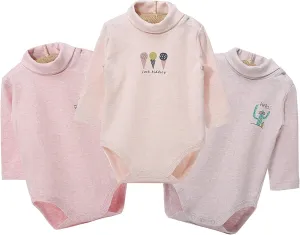Infant Baby Boys Girls Long Sleeves Thermal Onesies Turtle-Neck Baby Bodysuit Fall Winter Clothes Outfit
