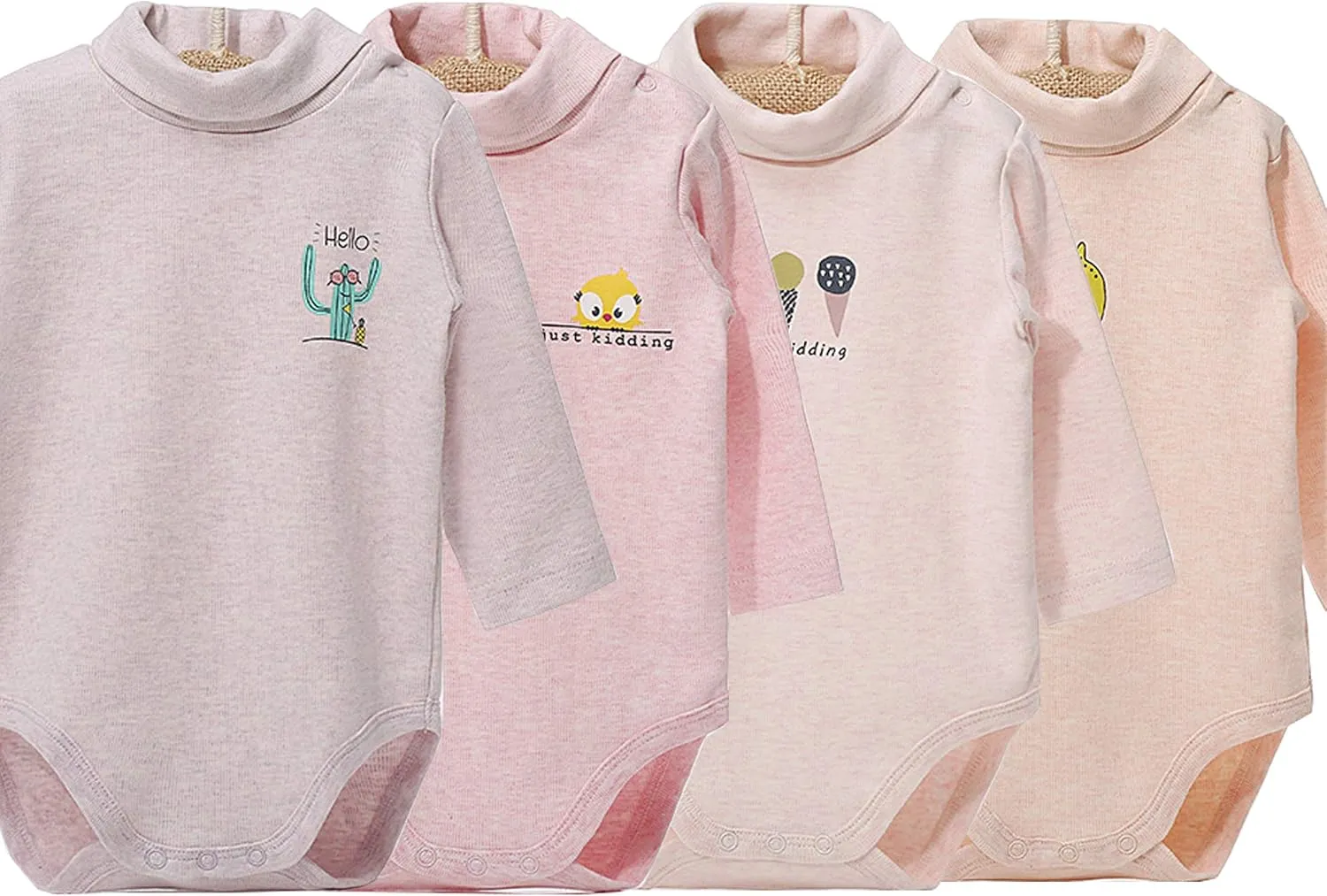 Infant Baby Boys Girls Long Sleeves Thermal Onesies Turtle-Neck Baby Bodysuit Fall Winter Clothes Outfit