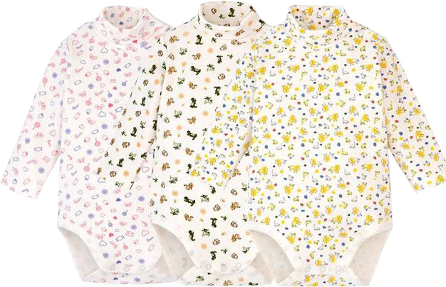 Infant Baby Boys Girls Long Sleeves Thermal Onesies Turtle-Neck Baby Bodysuit Fall Winter Clothes Outfit