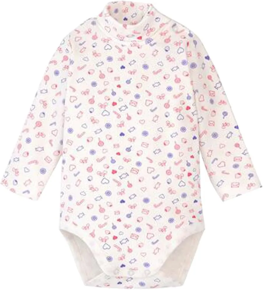 Infant Baby Boys Girls Long Sleeves Thermal Onesies Turtle-Neck Baby Bodysuit Fall Winter Clothes Outfit