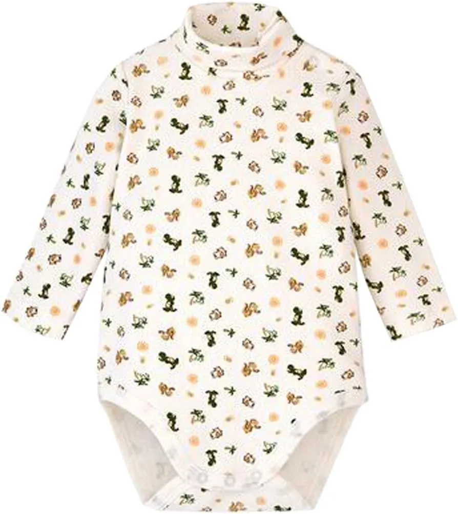 Infant Baby Boys Girls Long Sleeves Thermal Onesies Turtle-Neck Baby Bodysuit Fall Winter Clothes Outfit