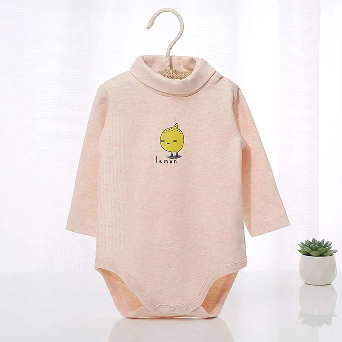 Infant Baby Boys Girls Long Sleeves Thermal Onesies Turtle-Neck Baby Bodysuit Fall Winter Clothes Outfit