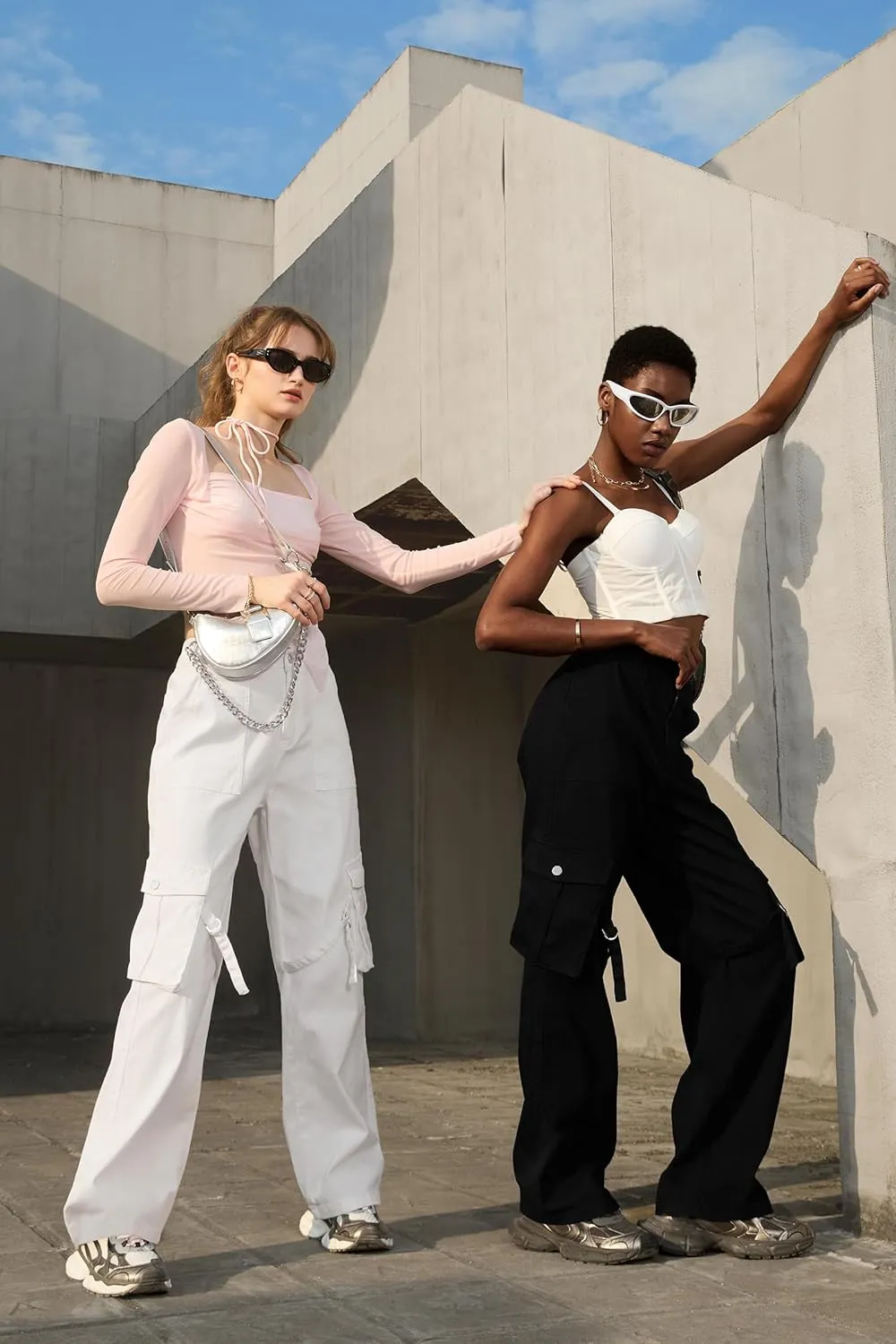 IVIR Womens Pants Wide Leg Cargo Pants Women High Waisted Pants with 6 Pockets Stretchy Y2K Streetwear Casual Trousers