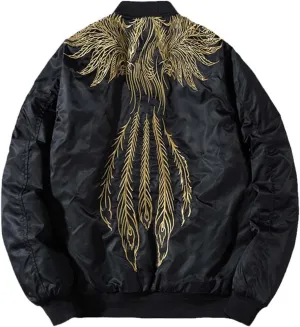 Jacket Men Phoenix Embroidered Sukajan Windbreaker Japanese Baseball Coat Spring Winter Padded Clothing Ma-1