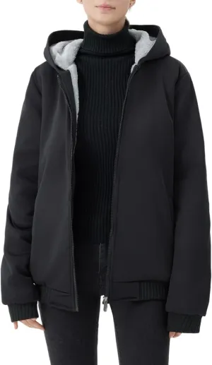 JiangWu Womens Fashion Fleece Sherpa Lined Hooded Coat Winter Thicken Warm Jacket