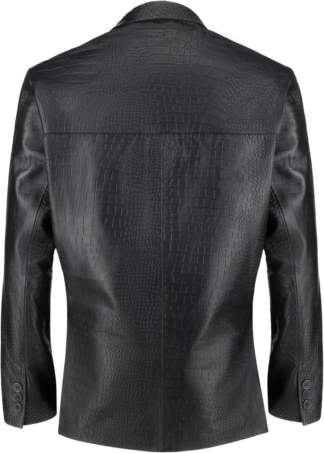 Jild 2-Button Croco Printed Premium Leather Blazer For Men - Notched Lapel Casual Coat Style Lambskin Leather Jacket Men
