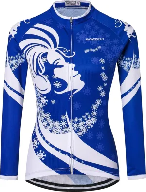 JPOJPO Cycling Jersey Women's Long Sleeve Bike Shirts Bicycle Jacket with 3-Pockets Quick Dry Tops
