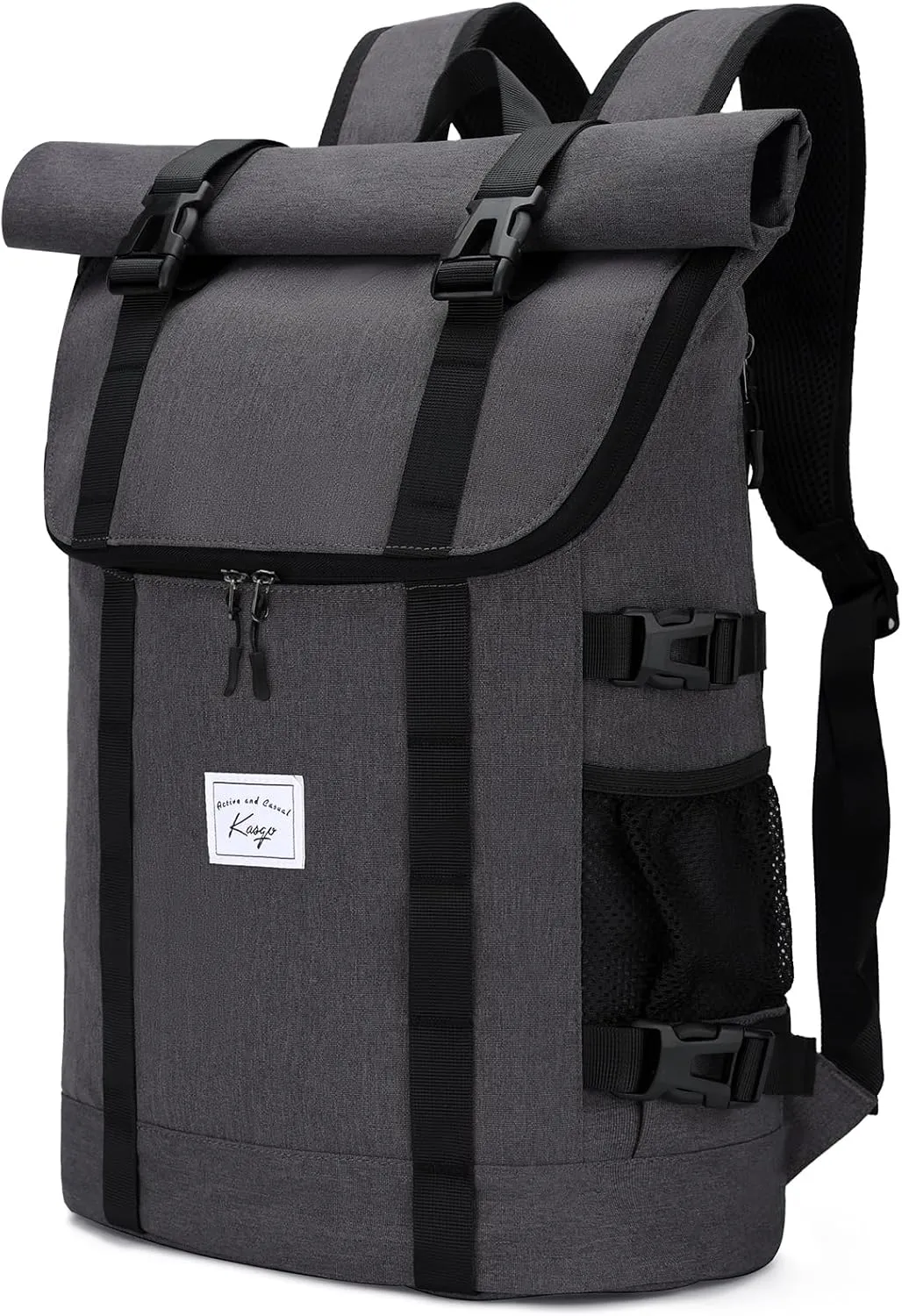 Kasqo Rolltop Backpack for Men, 17 Inch Laptop Backpacks Large Capacity Lightweight Water Resistant College Travel Daypack