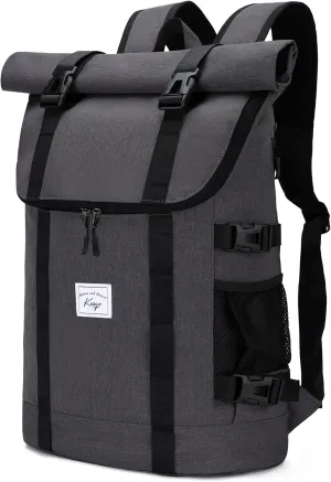 Kasqo Rolltop Backpack for Men, 17 Inch Laptop Backpacks Large Capacity Lightweight Water Resistant College Travel Daypack