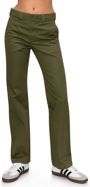 KHAKI & BLUE Women's Work Pants  High Rise Straight Leg Casual Trousers with Pockets