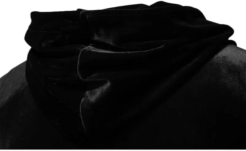 KISSQIQI Mens 2 Pieces Velour Tracksuits Velvet Outfits Sweatsuits Jogging Sport Suits Jacket Pants hooded Tracksuit