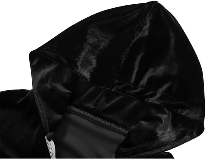 KISSQIQI Mens 2 Pieces Velour Tracksuits Velvet Outfits Sweatsuits Jogging Sport Suits Jacket Pants hooded Tracksuit