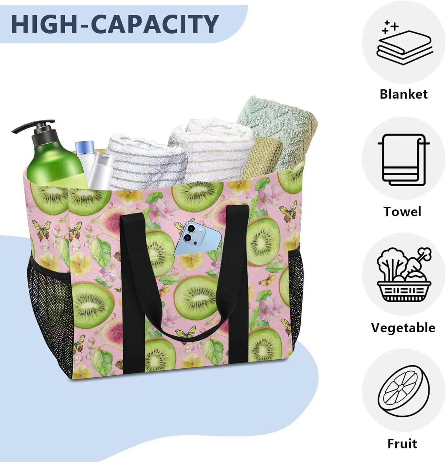 KLL Large Utility Tote Bag Canvas Collapsable Water Resistant Cars Tote Bag