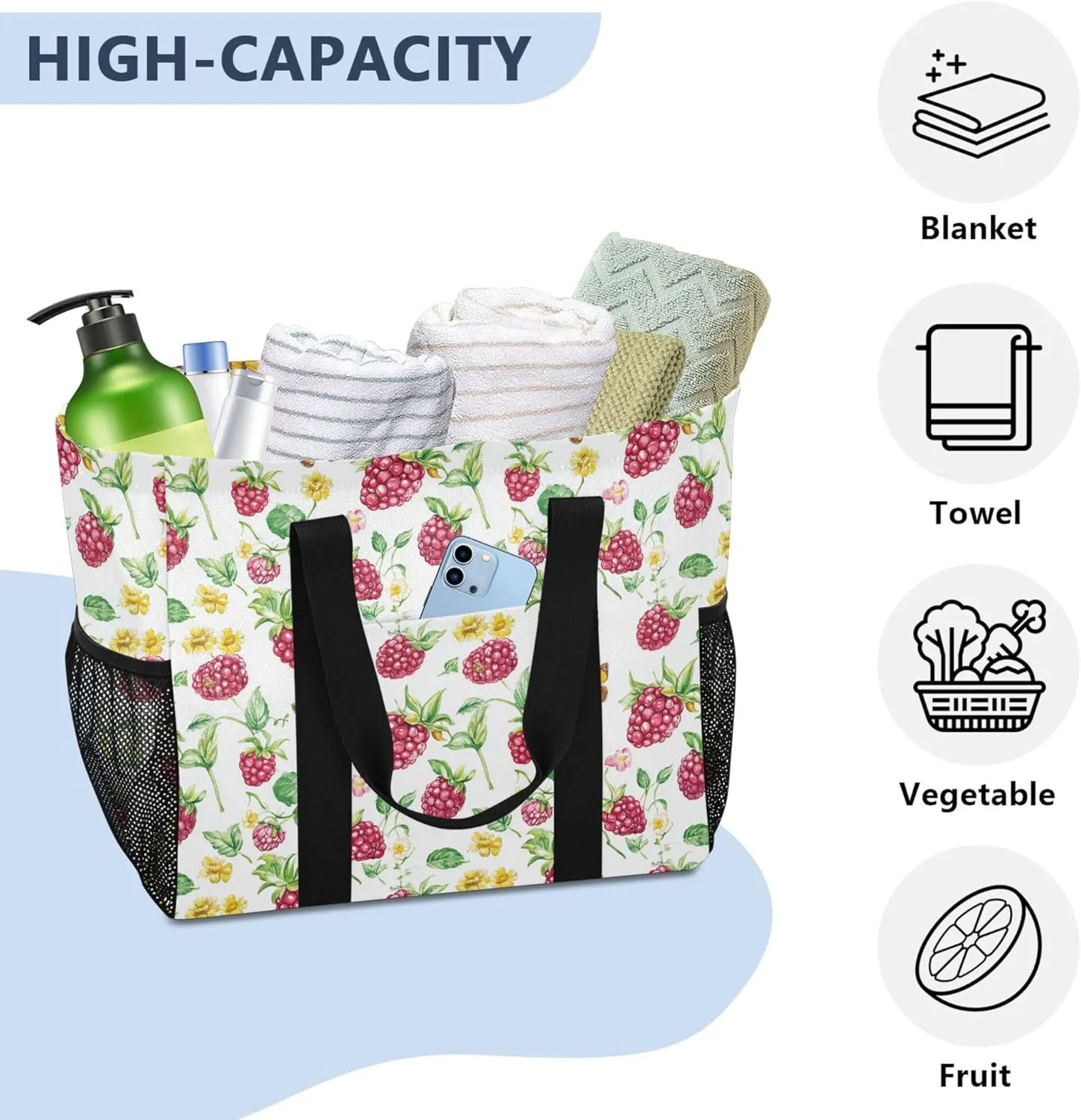 KLL Large Utility Tote Bag Canvas Collapsable Water Resistant Cars Tote Bag