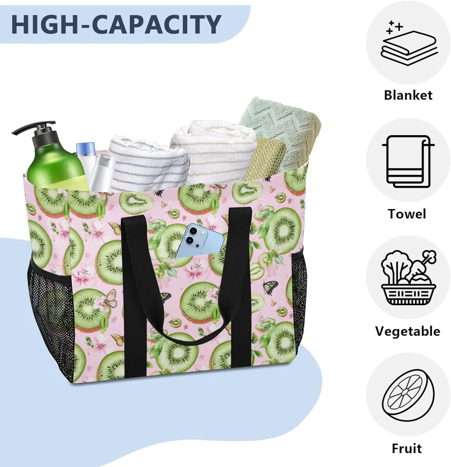 KLL Large Utility Tote Bag Canvas Collapsable Water Resistant Cars Tote Bag