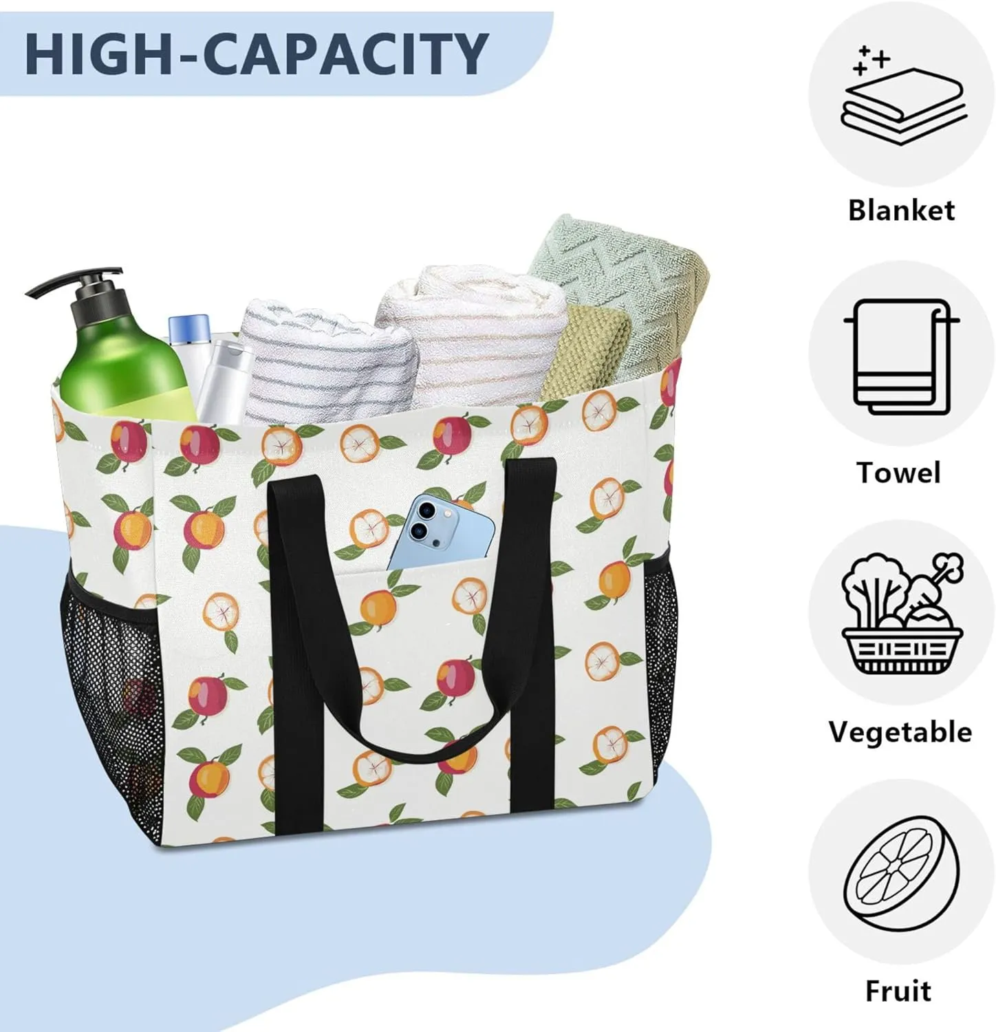 KLL Large Utility Tote Bag Canvas Collapsable Water Resistant Cars Tote Bag