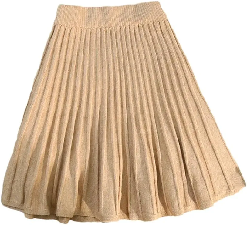 Knitted Pleated Short Skirt Women Autumn Winter Sexy Elastic High Waisted Casual Party Mini Skirt