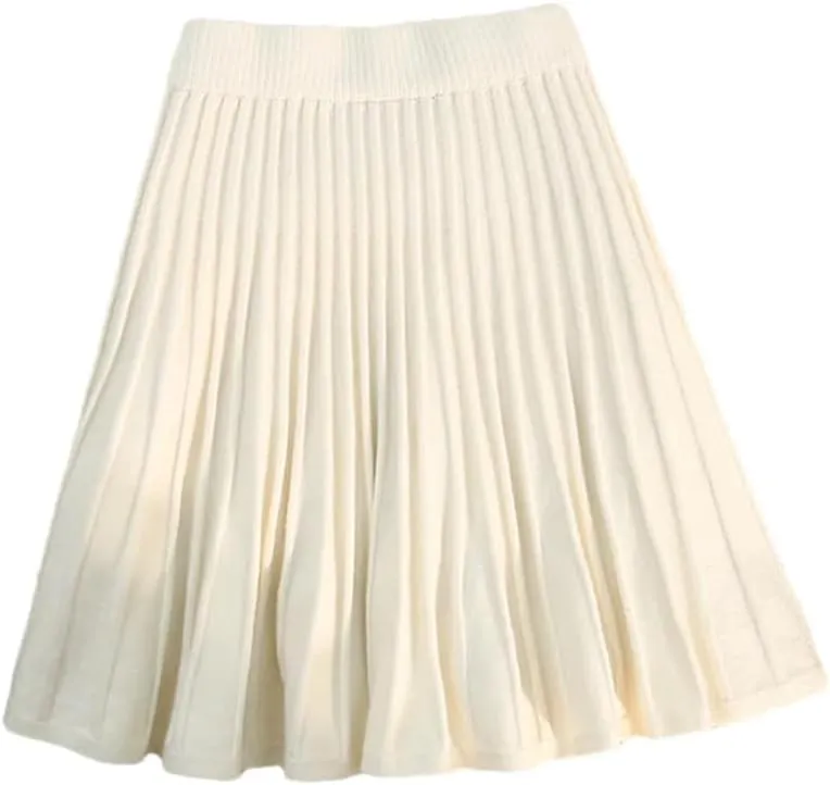 Knitted Pleated Short Skirt Women Autumn Winter Sexy Elastic High Waisted Casual Party Mini Skirt