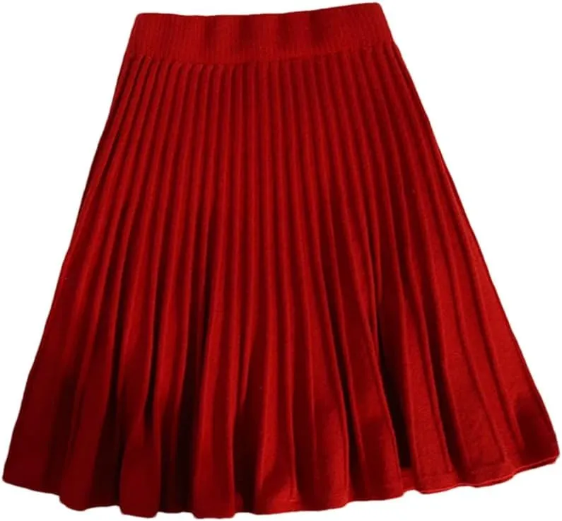 Knitted Pleated Short Skirt Women Autumn Winter Sexy Elastic High Waisted Casual Party Mini Skirt