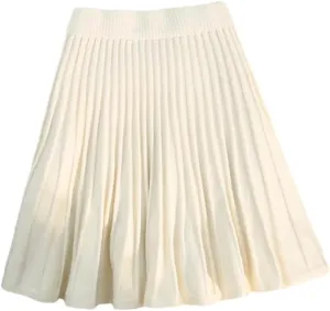 Knitted Pleated Short Skirt Women Autumn Winter Sexy Elastic High Waisted Casual Party Mini Skirt