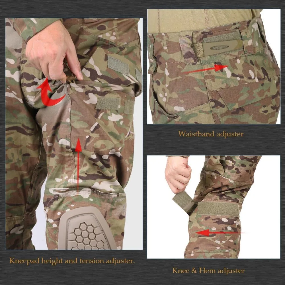 KRYDEX K4 Combat Pants with Knee Pads Ripstop Como Cargo Pants for Men