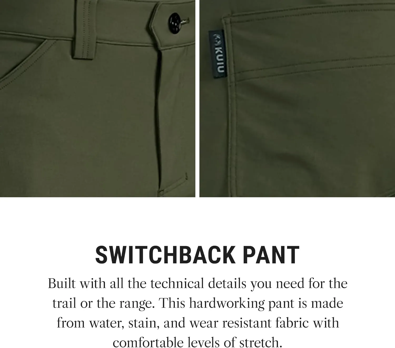 KUIU Switchback Pant - Water & Stain Resistant, 2-Way Stretch, Reinforced Knife Pocket, Durable & Versatile for Hiking