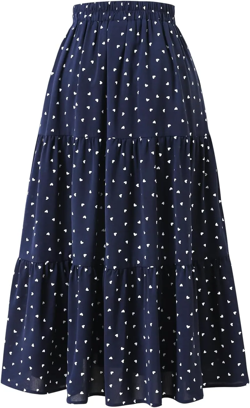 Ladies' Elastic Waist Skirt A Casual Pleated Skirt with Pockets in Spring Summer Autumn and Winter