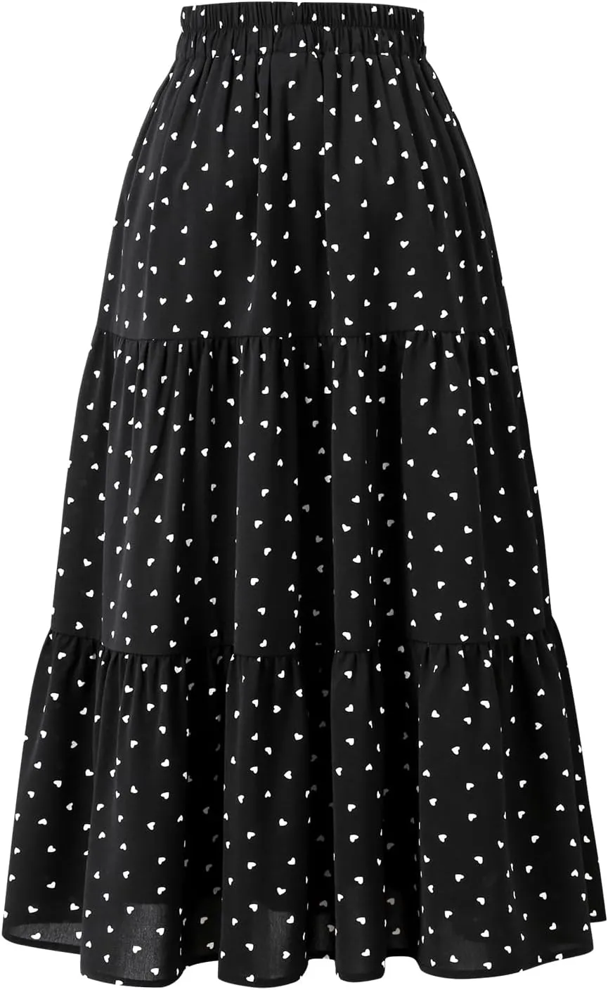 Ladies' Elastic Waist Skirt A Casual Pleated Skirt with Pockets in Spring Summer Autumn and Winter