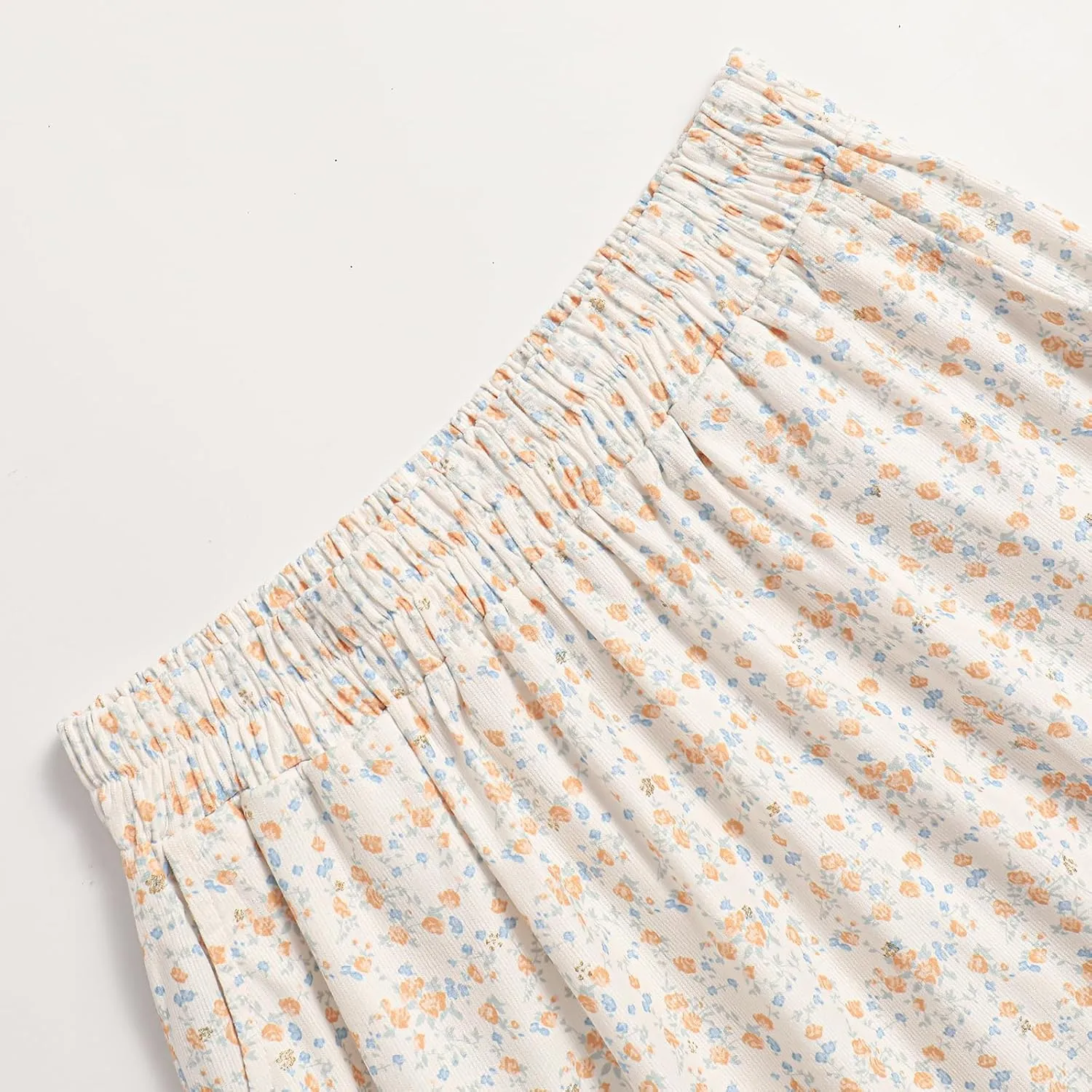 Ladies' High-Waisted Printed Skirt with Elastic Waist and Pleated Skirt in Spring Summer Autumn and Winter