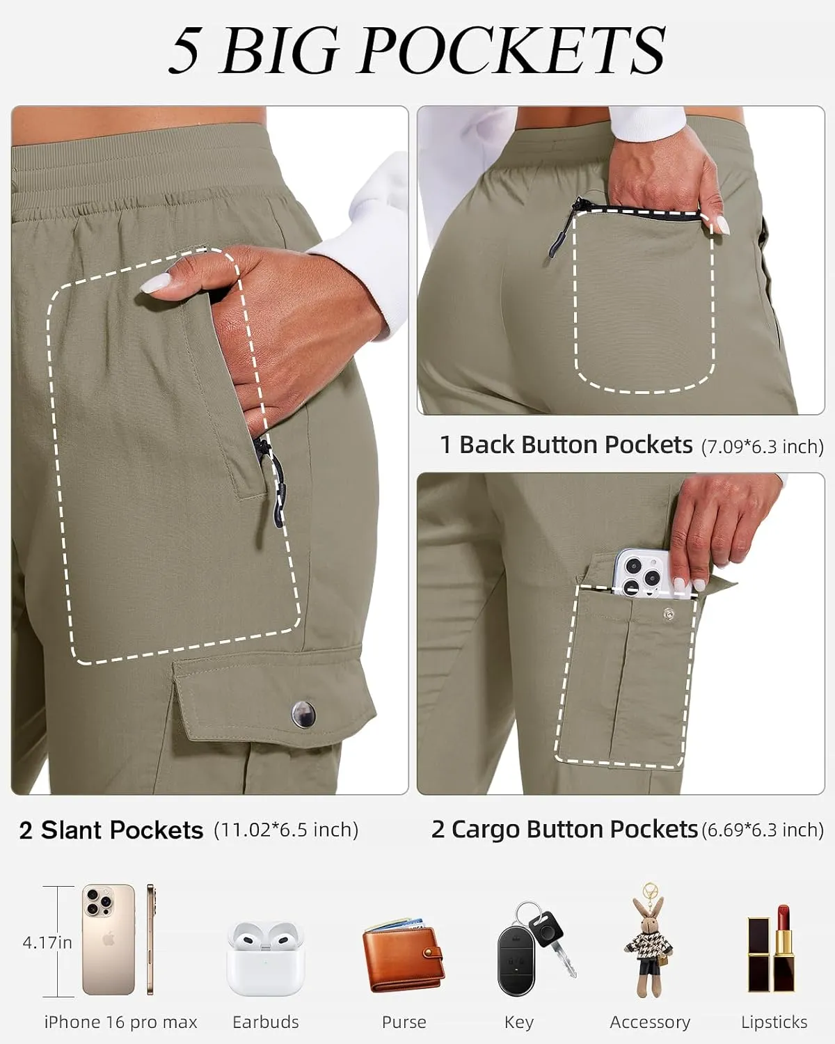 LadyJoy Cargo Pants Women Hiking Cargo Joggers for Women Lightweight Scrub Summer Pants with Pockets Golf Travel