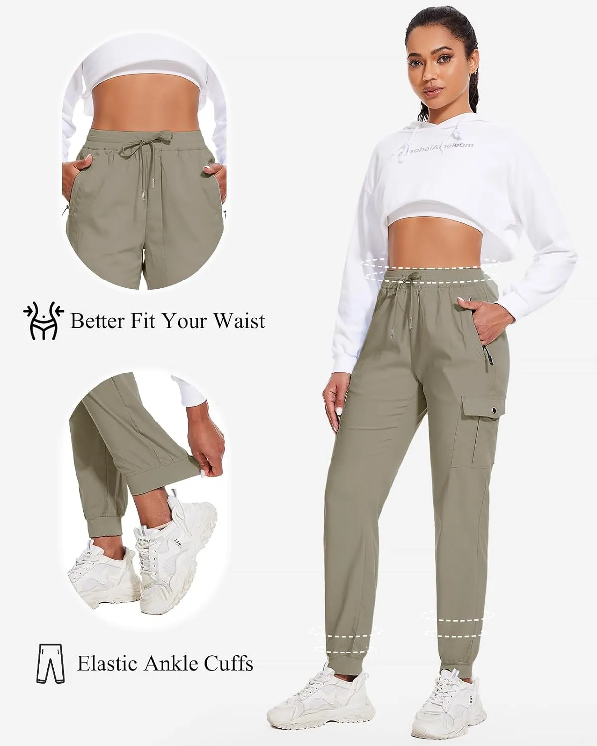 LadyJoy Cargo Pants Women Hiking Cargo Joggers for Women Lightweight Scrub Summer Pants with Pockets Golf Travel